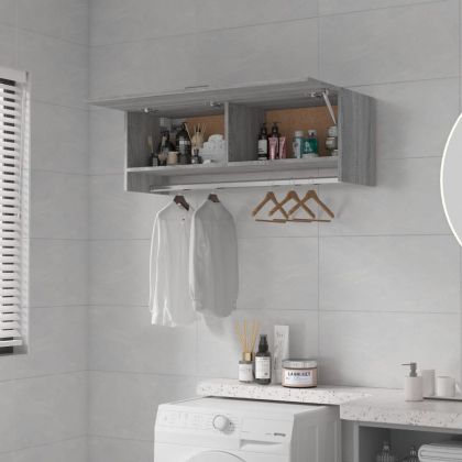 Гардероб, сив сонома, 100x32,5x35 см, инженерно дърво