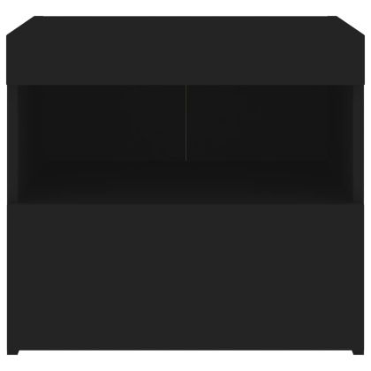 Нощно шкафче с LED осветление, черни, 50x40x45 см