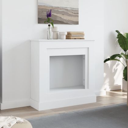 Облицовка за камина, бяла, 90x30x90 см, инженерно дърво