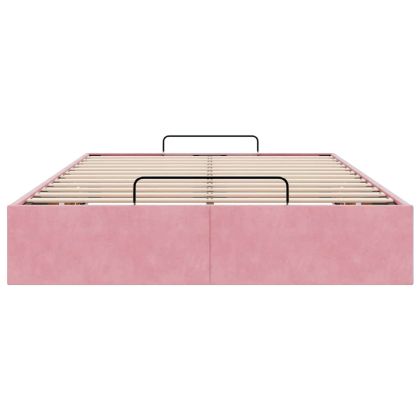 Османска рамка за легло без матрак, розова, 120x200 см, кадифе