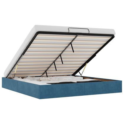 Османска рамка за легло без матрак, тъмносиня, 180x200см кадифе