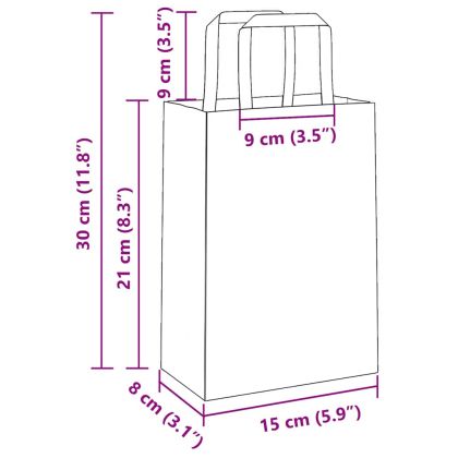 Хартиени торбички 250 бр с дръжки жълти 15x8x21 см