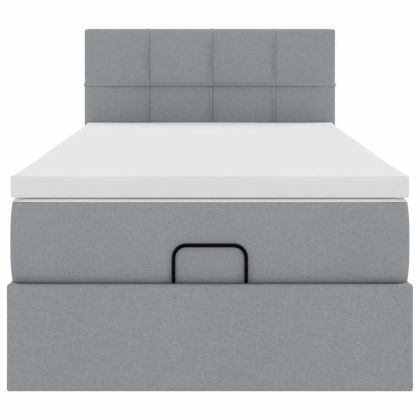 Османска легло с матрак, светлосиво, 90x200 см, плат
