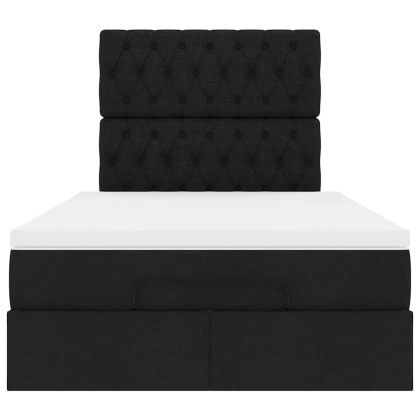 Османска легло с матрак, черно, 120x190 см, плат