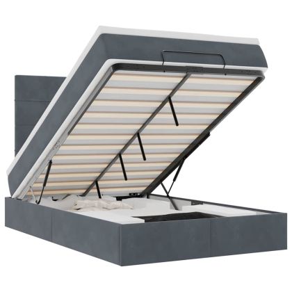 Османска легло с матраци, тъмносиво, 120x190 см, кадифе