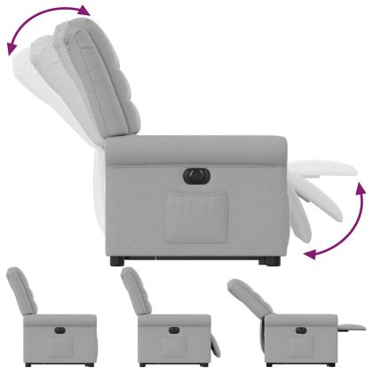 Електрически изправящ реклайнер стол, облачно сив, текстил