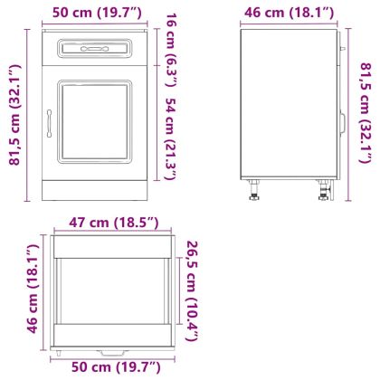 Кухненски шкаф, "Kalmar", бетонно сив, инженерно дърво