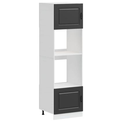 Шкафове за фурна, 2 бр. "Kalmar", черни, инженерно дърво