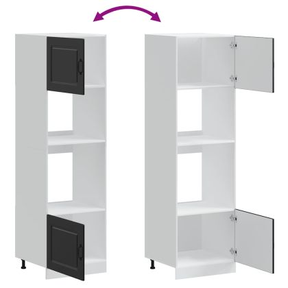 Шкафове за фурна, 2 бр. "Kalmar", черни, инженерно дърво