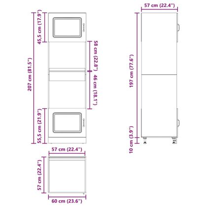 Шкафове за фурна, 2 бр. "Kalmar", черни, инженерно дърво