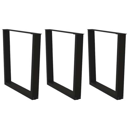 Крака за трапезна маса, V-образни, 3 бр., черни, 90 x (72-73,3) см, стомана