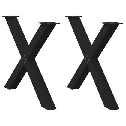Крака за трапезна маса, X-образни, 2 бр., черни, 90 x (72-73) см, стомана