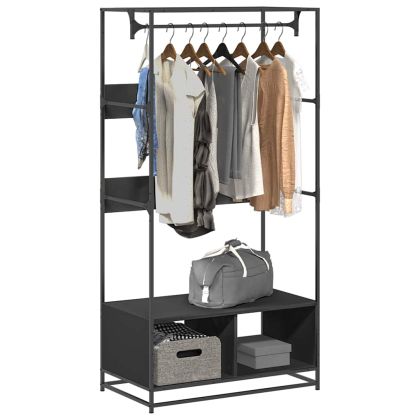 Гардероб, черен, 90x50x180 см, инженерно дърво