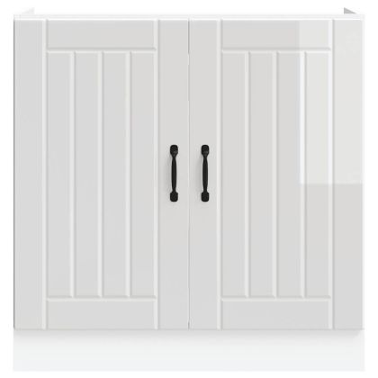 Шкаф за мивка, Lucca, бял гланц, инженерно дърво