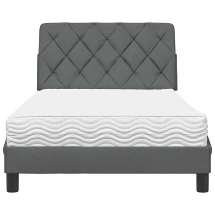 Легло с матрак, тъмносиво, 100x200 см, плат