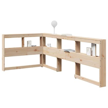 Табла за книги с L-образна, 80 см, масивно дърво бор