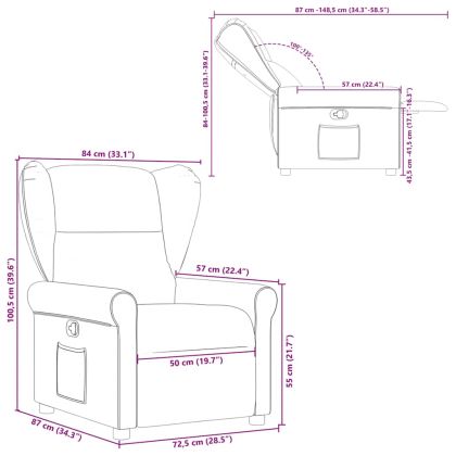 Recliner Chair Cloud Grey Fabric