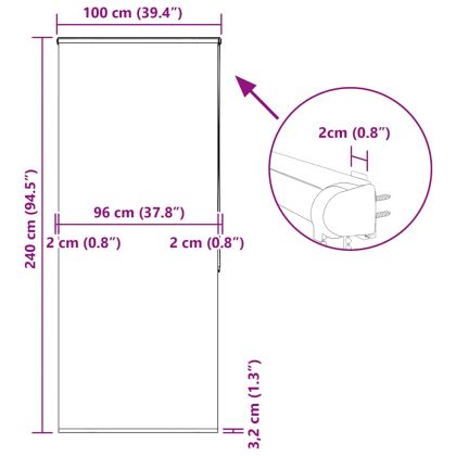 Ролетна щора за душ с касета 100x240 см Ширина на плата 96 см
