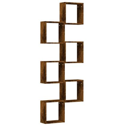 стенни кубични рафтове 6 бр. опушен дъб 30x15x30 cm