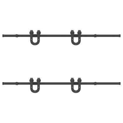 Комплект механизъм за плъзгаща врата, 200 см, стомана, черен