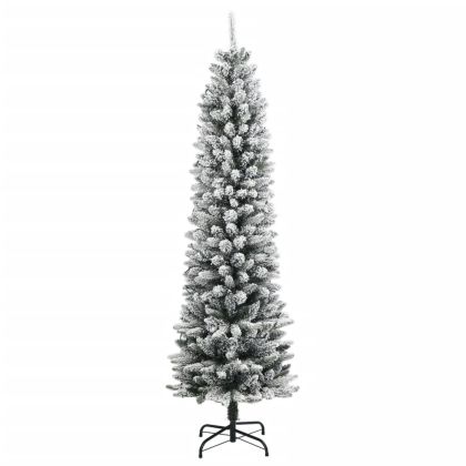 Изкуствена коледна елха, 150 LED и флокиран сняг, 150 см