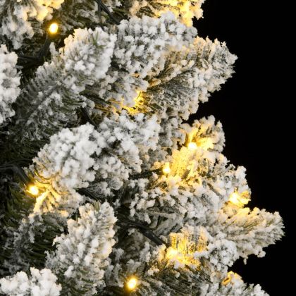 Изкуствена коледна елха, 150 LED и флокиран сняг, 150 см