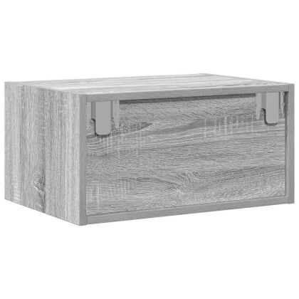 Нощни шкафчета за стена с LED осветление, 2 бр, сив сонома