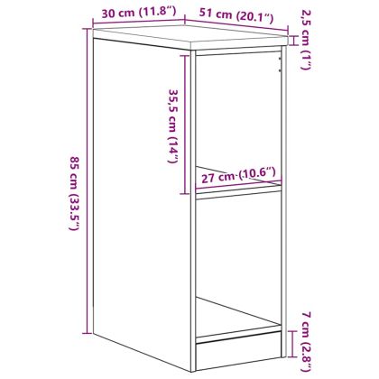 Гаражен шкаф за съхранение, кафяв дъб, 30x51x85 см, бор масив