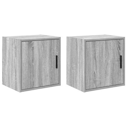 гараж стена шкафове, 2 бр, сив сонома, инженерно дърво