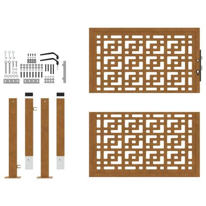 Градинска порта 100x100 см, устойчива на атмосферни влияния стомана, дизайн с кръст