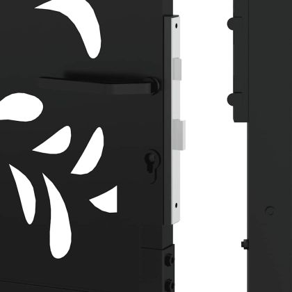Градинска порта, черна, 100x175 см, стоманена, вълнообразна, дизайн