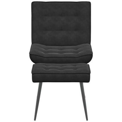 Релакс стол с табуретка черно кадифе