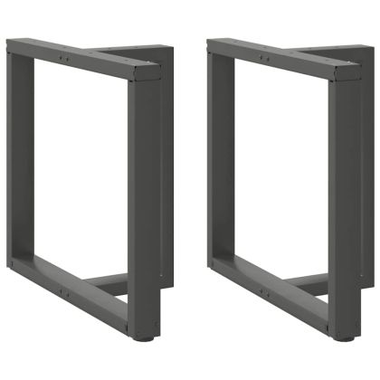 Крака за трапезна маса, Т-образни, 2 бр., антрацит, 70x35x(72-73) см, стомана