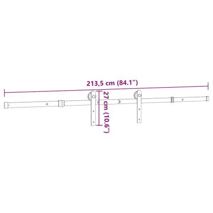 Комплект механизъм за плъзгаща врата, 213,5 см, стомана, черен