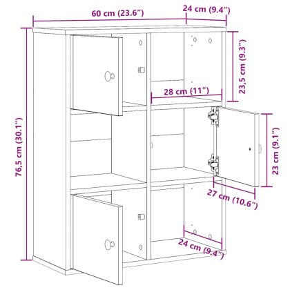 Библиотека, опушен дъб, 60x24x76,5 см, инженерно дърво