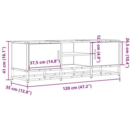 ТВ шкаф черен 120x35x41 cm Изработена дървесина и метал