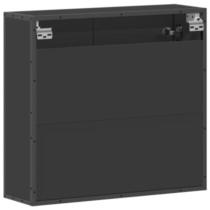 Огледален шкаф за баня Черен 65x20x60 cm Инженерна дървесина