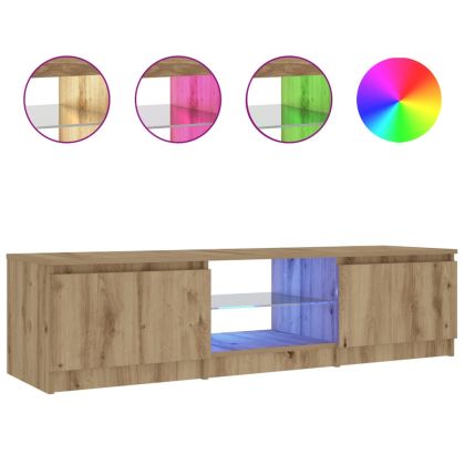 ТВ шкаф с LED осветление Дъб Artisan 140x40x36 cm