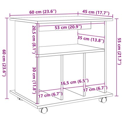 Шкаф за търкаляне от старо дърво 60x45x60cm Инженерна дървесина
