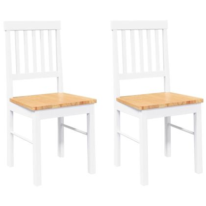 трапезни столове 2 бр. бяла масивна дървесина гума