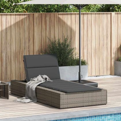 Шезлонг с плаваща възглавница Grey Poly Rattan