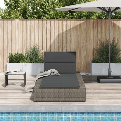 Шезлонг с плаваща възглавница Grey Poly Rattan