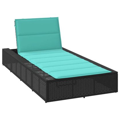Шезлонг с плаваща възглавница Black Poly Rattan
