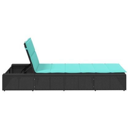 Шезлонг с плаваща възглавница Black Poly Rattan