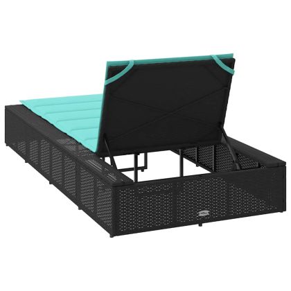 Шезлонг с плаваща възглавница Black Poly Rattan
