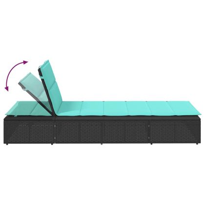 Шезлонг с плаваща възглавница Black Poly Rattan