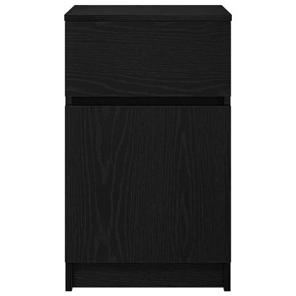 Нощно шкафче, черно, 39x35x65 см, инженерно дърво