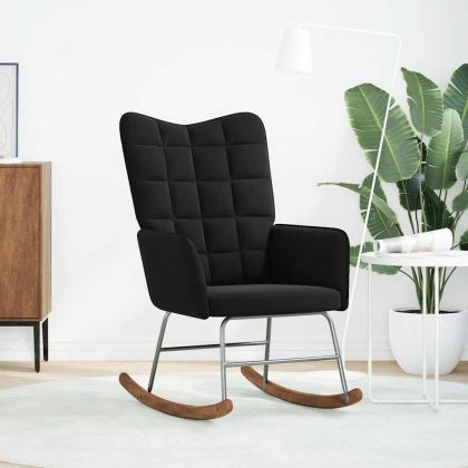 Люлеещ стол, черен, кадифе