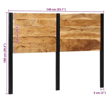 табла за глава 140 cm масивна дървесина акация и желязо