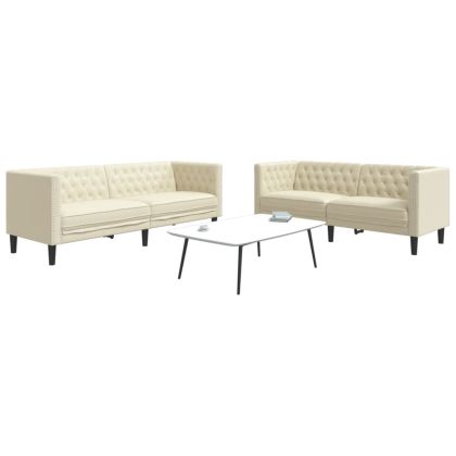 Комплект диван от 2 части Chesterfield Cream Faux Leather